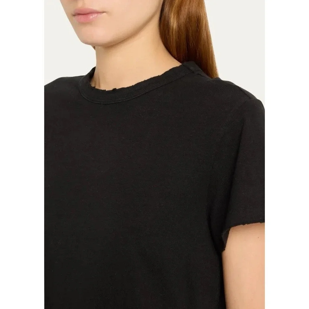 NWT AMO Love Tee Sz L Distressed Crewneck Classic Chic Momcore MSRP $108